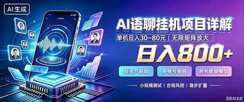 （20314期）AI语聊挂机，日入800+，适用个人副业，工作室矩阵操作-小优资源网