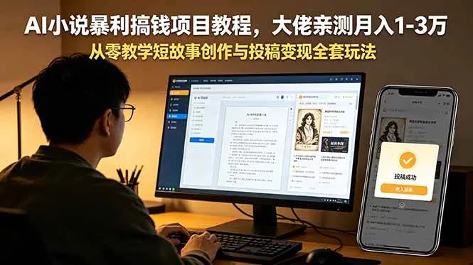 (18913期)AI小说暴利搞钱项目教程-更新,大佬亲测月入1-3万,从零教学短故事创作与投稿变现全套玩法 (18913期)AI小说暴利搞钱项目教程-更新,大佬亲测月入1-3万,从零教学短故事创作与投稿变现全套玩法