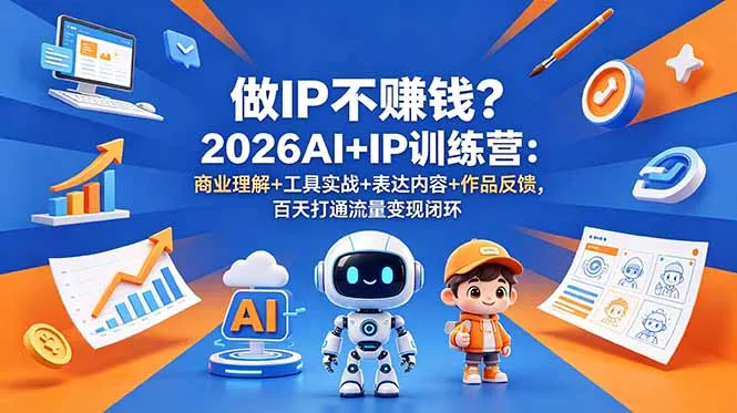做IP不赚钱?2026AI+IP训练营:商业理解+工具实战+表达内容+作品反馈,百天打通流量变现闭环-小优资源网