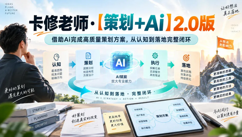 卡修老师·【策划+Ai】2.0版借助Ai完成高质量策划方案,从认知到落地完整闭环-小优资源网