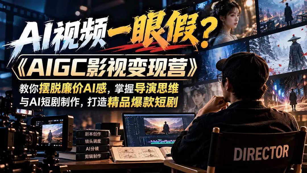 (21133期)【无水印】AI视频一眼假?《AIGC影视变现营》教你摆脱廉价AI感,掌握导演思维与AI短剧制作,打造精品爆款短剧 (21133期)【无水印】AI视频一眼假?《AIGC影视变现营》教你摆脱廉价AI感,掌握导演思维与AI短剧制作,打造精品爆款短剧