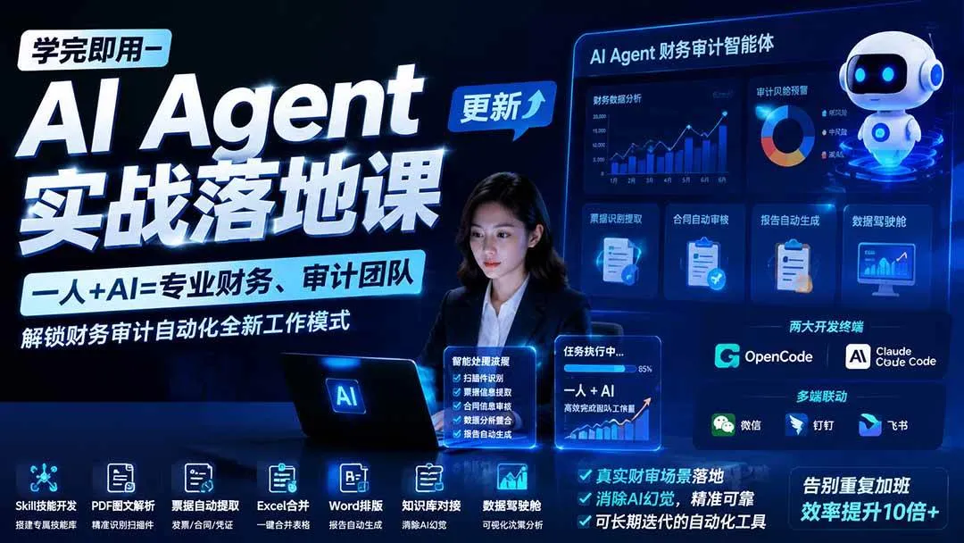 (20625期)【无水印】学完 即用-AI Agent实操落地课-更新0924:一人 + AI=专业财务、审计团队,解锁财务审计自动化全新工作模式-小优资源网