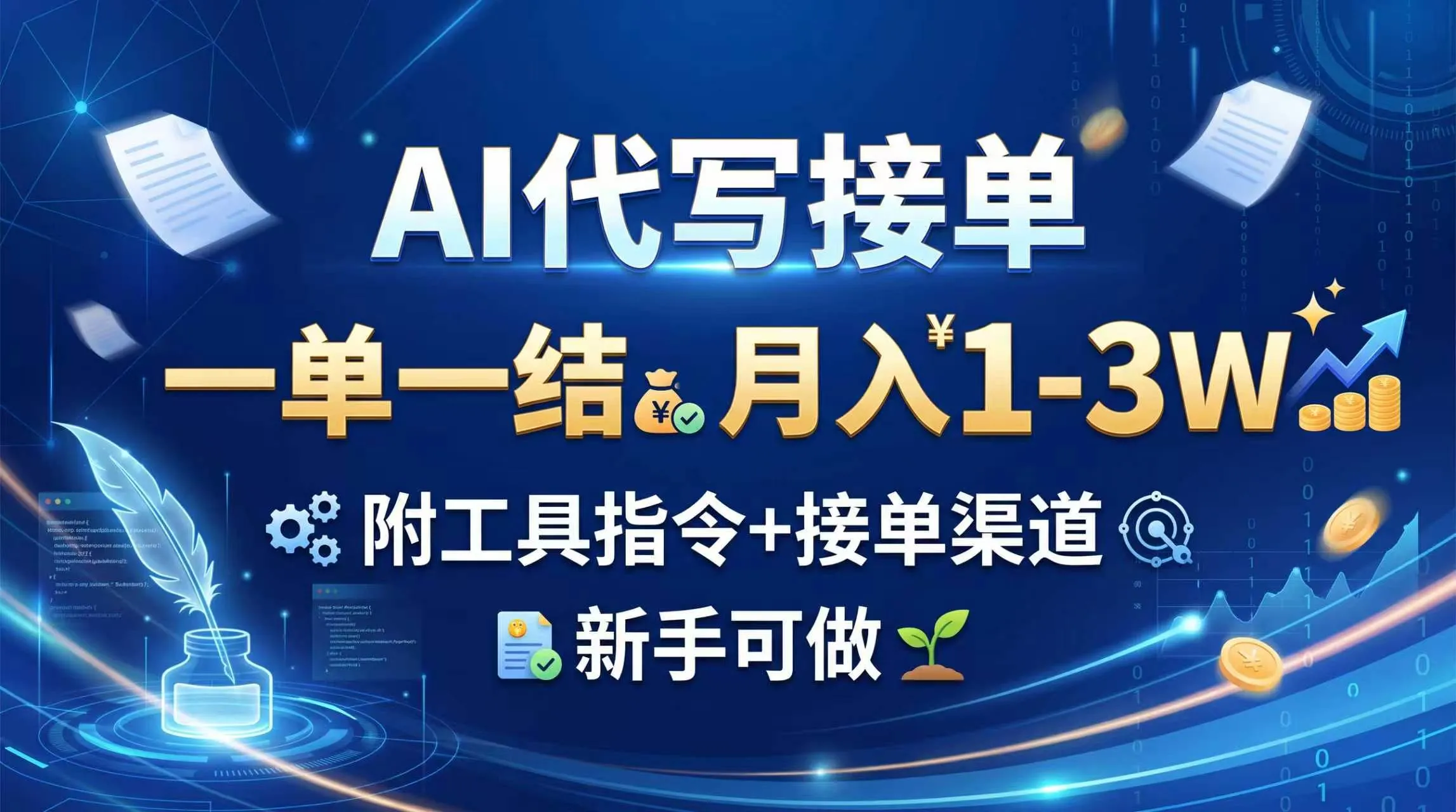（20343期）AI代写接单，一单一结，月入1-3W，附工具指令+接单渠道，新手可做-小优资源网