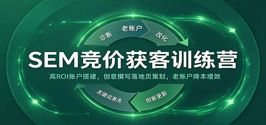 SEM竞价获客训练营:高ROI账户搭建,创意撰写落地页策划,老账户降本增效-小优资源网