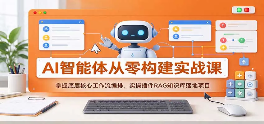 AI智能体从零构建实战课:掌握底层核心工作流编排,实操插件RAG知识库落地项目-小优资源网