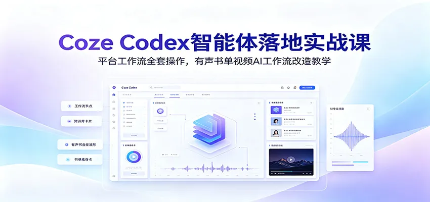 Coze Codex智能体落地实战课:平台工作流全套操作,有声书单视频AI工作流改造教学-小优资源网
