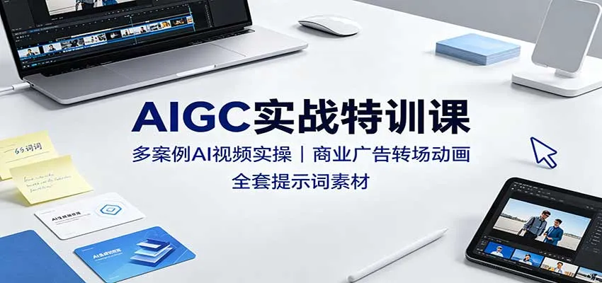 AIGC实战特训课:多案例AI视频实操,商业广告转场动画,全套提示词素材-小优资源网