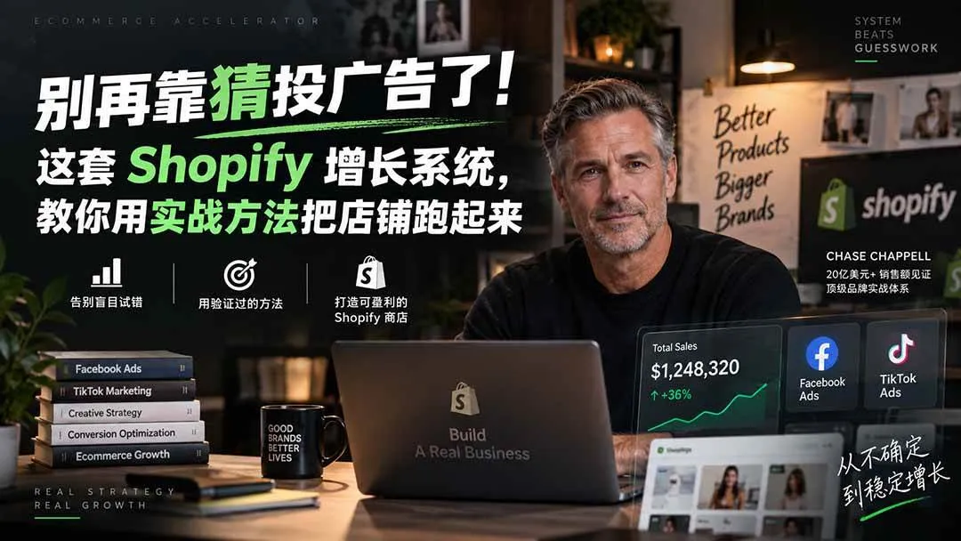 (20367期)别再靠猜投广告了!这套 Shopify 增长系统,教你用实战方法把店铺跑起来【原创双语字幕】-小优资源网