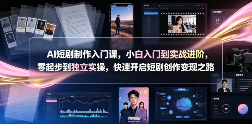AI短剧制作入门课，小白入门到实战进阶，零起步到独立实操，快速开启短剧创作变现之路-小优资源网