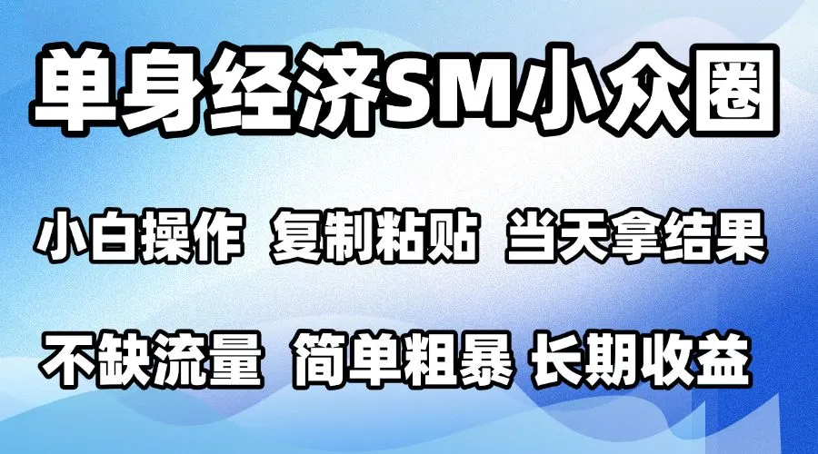 2026最新小众SM男粉情感赛道，十分钟见收益，单日2000＋小白也能当天上手，可批量放大-小优资源网