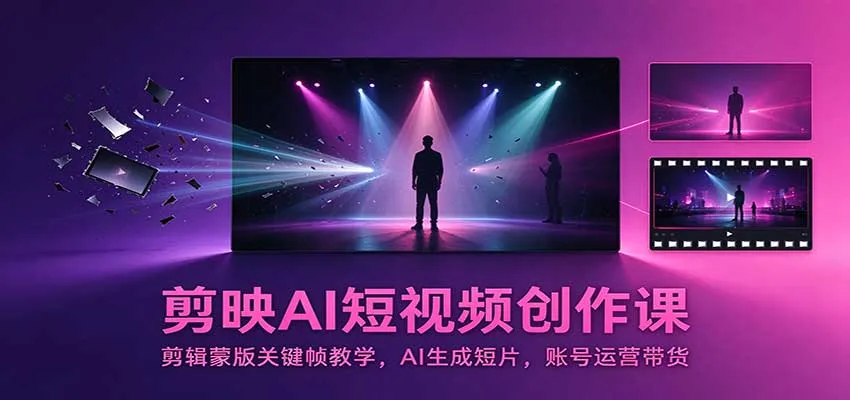 剪映AI短视频创作课:剪辑蒙版关键帧教学,AI生成短片,账号运营带货-小优资源网