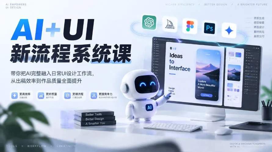 【无水印】AI+UI新流程系统课，带你把AI完整融入日常UI设计工作流，从出稿效率到作品质量全面提升（2026第4期）-小优资源网
