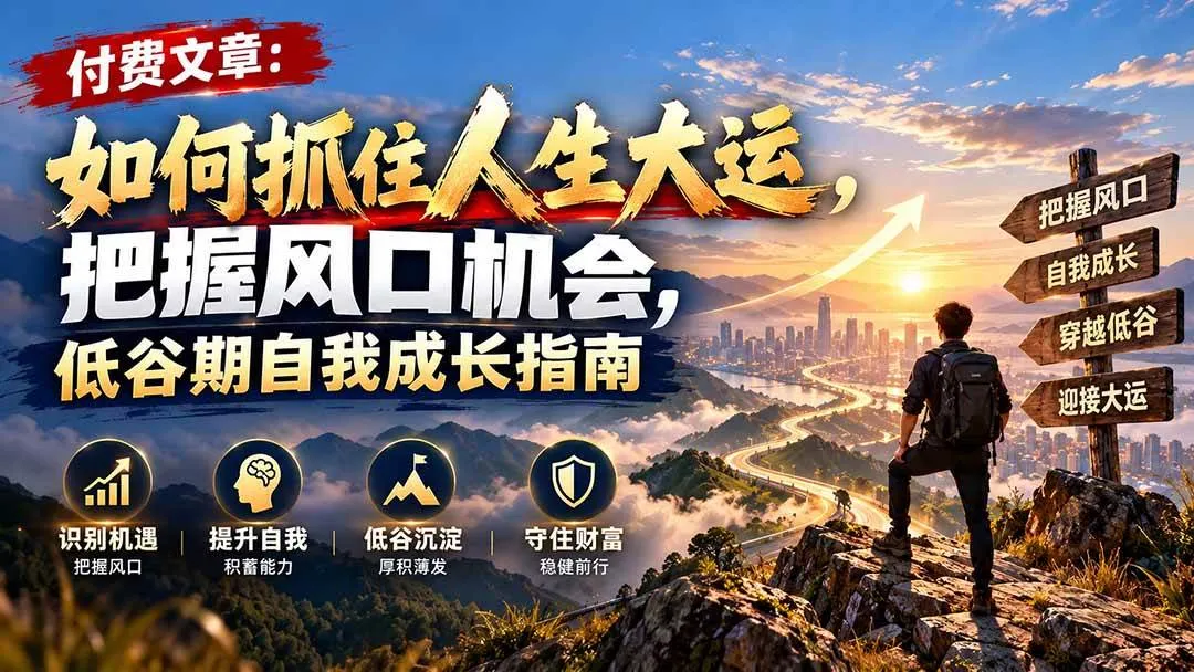 （20942期）付费文章：如何抓住人生大运，把握风口机会，低谷期自我成长指南-小优资源网