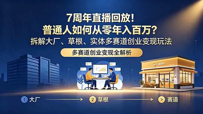 (18894期)7周年直播回放!普通人如何从零年入百万?拆解大厂、草根、实体多赛道创业变现玩法 (18894期)7周年直播回放!普通人如何从零年入百万?拆解大厂、草根、实体多赛道创业变现玩法