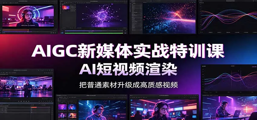 AIGC新媒体实战特训课：工具入门实操，AI短视频渲染，数字人商业视频制作-小优资源网