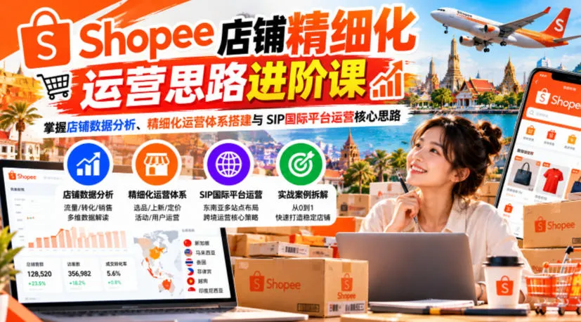 Shopee店铺精细化运营思路进阶课,掌握店铺数据分析、精细化运营体系搭建与SIP国际平台运营核心思路 Shopee店铺精细化运营思路进阶课,掌握店铺数据分析、精细化运营体系搭建与SIP国际平台运营核心思路