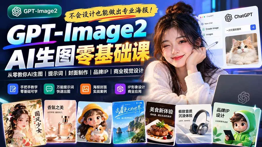 (20944期)不会设计也能做出专业海报!GPT-Image2从零教你AI生图、提示词、封面制作、品牌IP与商业视觉设计 (20944期)不会设计也能做出专业海报!GPT-Image2从零教你AI生图、提示词、封面制作、品牌IP与商业视觉设计