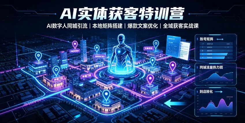 AI实体获客特训营|AI数字人同城引流、本地矩阵搭建、爆款文案优化全域获客实战课-小优资源网