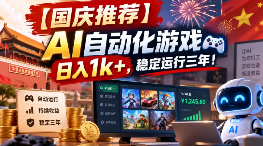【国庆推荐】AI自动化游戏,日入1k+,操作简单,稳定运行三年!【揭秘】-小优资源网