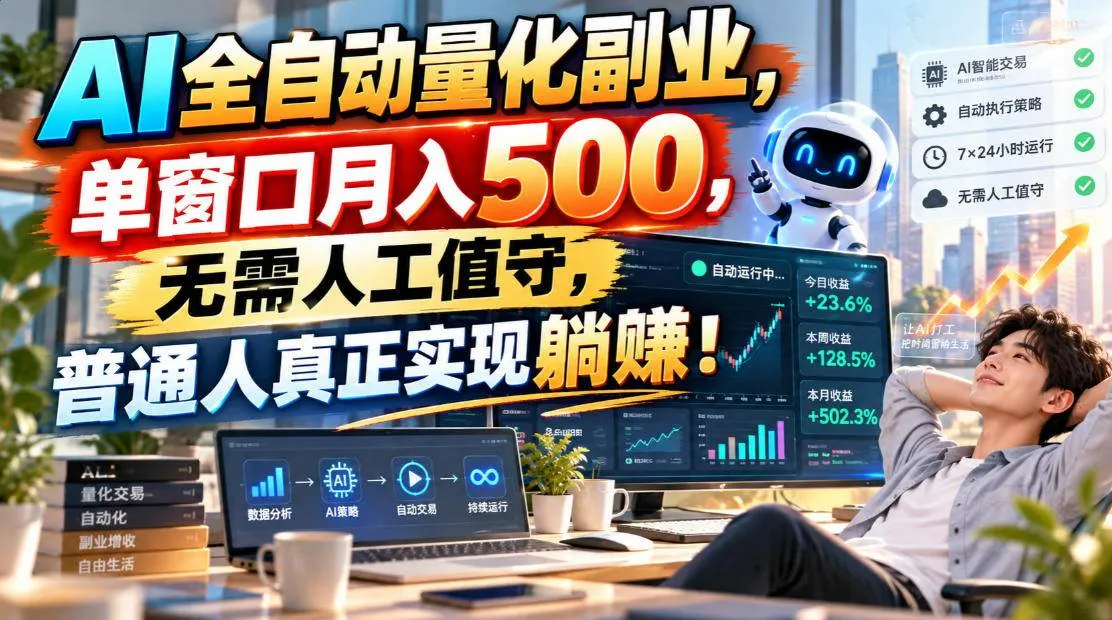 （20826期）AI全自动量化副业，单窗口月入500，无需人工值守，普通人真正实现躺賺！-小优资源网
