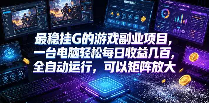 最稳挂G的游戏副业项目，一台电脑轻松每日收益几百，全自动运行，可以矩阵放大【揭秘】-小优资源网