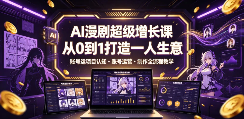 AI漫剧超级增长课,从0到1打造一人生意,项目认知・账号运营・制作全流程教学-小优资源网