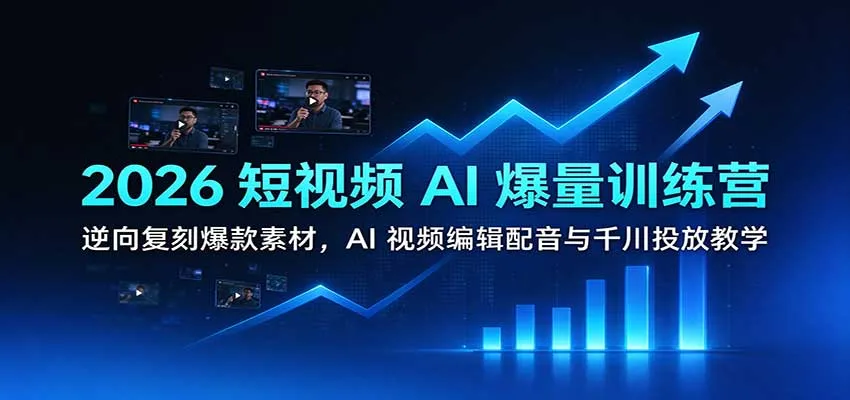 2026短视频AI爆量训练营：逆向复刻爆款素材，AI视频编辑配音与千川投放教学-小优资源网