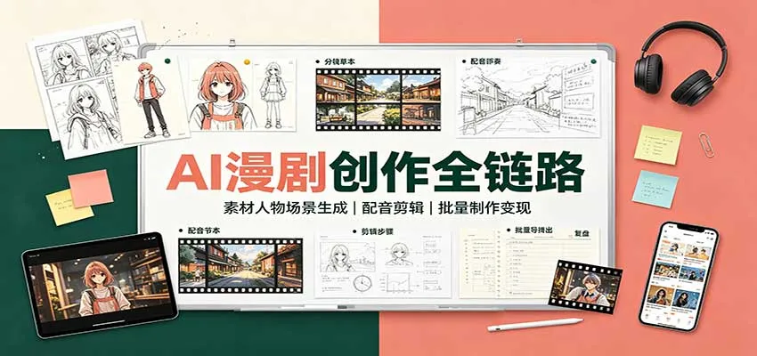 AI漫剧创作全链路：素材人物场景生成，配音剪辑，批量制作变现-小优资源网
