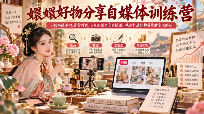 嬛嬛好物分享自媒体训练营|小红书随手PO带货教程,8月新版全套实操课,快速打通好物带货的变现路径 嬛嬛好物分享自媒体训练营|小红书随手PO带货教程,8月新版全套实操课,快速打通好物带货的变现路径