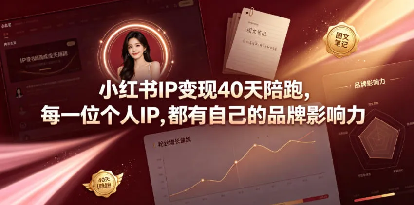 小红书IP变现40天陪跑，每一位个人IP，都有自己的品牌影响力-小优资源网