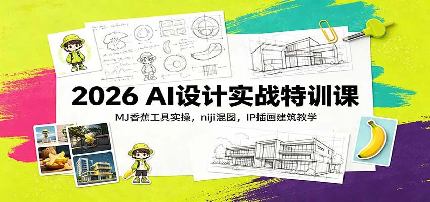 2026 AI设计实战特训课：MJ香蕉工具实操，niji混图，IP插画建筑教学-小优资源网