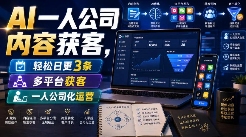 AI一人公司内容获客,轻松日更3条,多平台获客,一人公司化运营(更新0827)-小优资源网